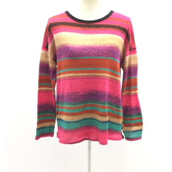 Fashion Striped Contrast Animal Print Thermal Top - Picture 2 of 8